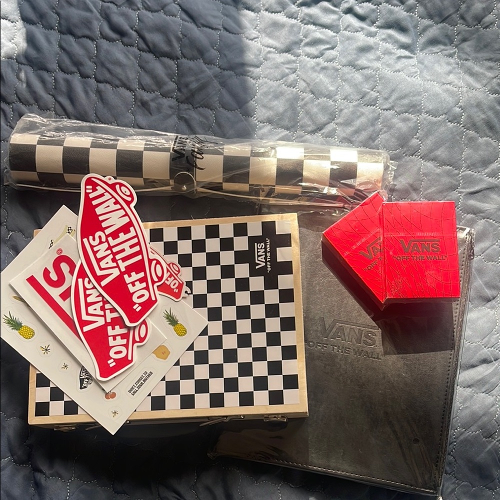 Vans Classic Backgammon Set, journal, playing cards, stickers, desk mat